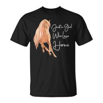 Sólo Una Chica Que Ama Los Caballos Montando A Caballo Lindo Camiseta unisex - Regaloses