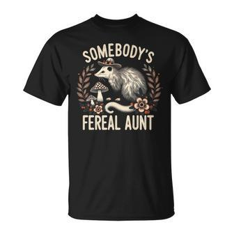 Somebody's Feral Aunt Opossum Wild Auntie Boho Mushroom T-Shirt - Monsterry AU