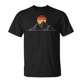 Sonnenuntergang Pyramiden Grafik T-Shirt, Schwarz Unisex Tee - Seseable