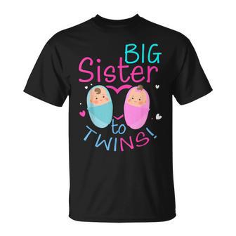 Soon To Be Big Sister To Twins Baby Boy Girl 2024 Reveal T-Shirt - Monsterry AU