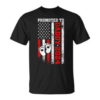 Soon To Be Dad First Time Daddy Promoted To Daddy 2024 Flag T-Shirt - Thegiftio UK