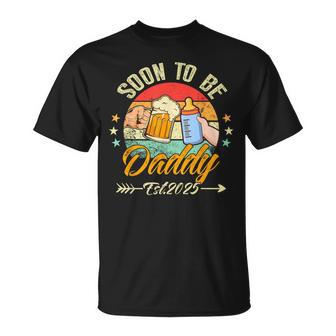 Soon To Be Daddy 2025 First Time Daddy 2025 Retro New Dad T-Shirt - Monsterry