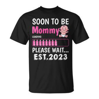 Soon To Be Mommy Est 2023 Baby Shower Girl Loading Family T-Shirt - Monsterry CA