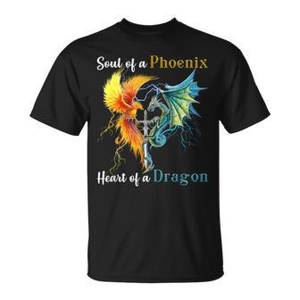 Soul Of A Phoenix Heart Of A Dragon T-Shirt | Mazezy