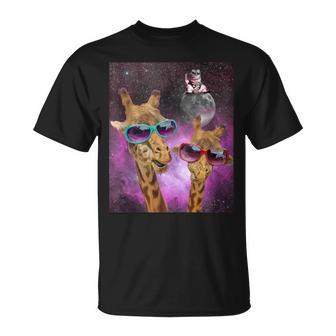 Space Giraffes In A Nebula Cat On The Moon T-Shirt - Monsterry DE