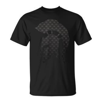 Spartan Helmet Warrior Trojan Warrior Carbon Pattern Gym T-Shirt - Monsterry