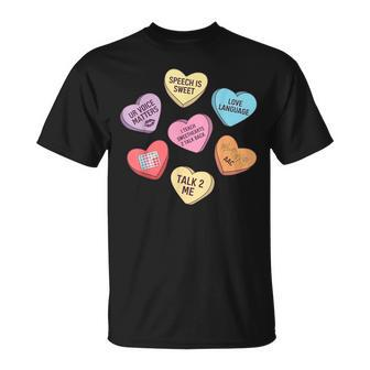 Speech Therapy Slp Happy Valentines Day Conversation Hearts T-Shirt - Monsterry