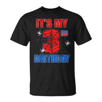 Spider Web 3 Years Old It's My 3Rd Birthday Boy Party T-Shirt - Monsterry DE
