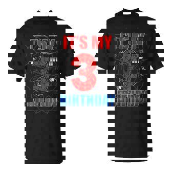 Spider Web Three 3 Years Old It's My 3Rd Birthday Boy Party T-Shirt - Monsterry