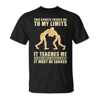 This Sports Pushes Me To My Limits Wrestling T T-Shirt - Monsterry
