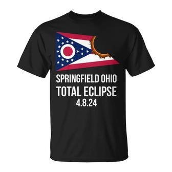 Springfield Ohio Flag Solar Eclipse Ohio Total Eclipse T-Shirt - Monsterry