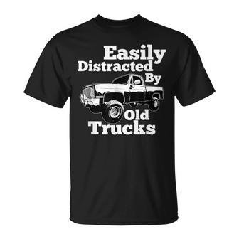 Square Body Easily Distracted By Old Trucks Squarebody T-Shirt - Thegiftio UK