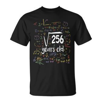 Square Root Of 256 Nerd 16 Years Old 16Th Birthday Math T-Shirt - Thegiftio UK