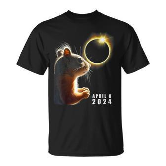 Squirrel Watching Eclipse Total Solar Eclipse April 8 2024 T-Shirt - Seseable