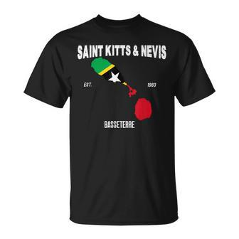 St Kitts & Nevis Flag Map Kittitian Nevisian National Day T-Shirt | Mazezy
