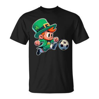 St Patrick's Day Irish Leprechaun Soccer Player Sports T-Shirt - Monsterry AU