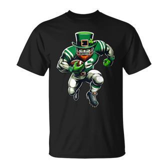 St Patrick's Day Leprechaun Football Player Irish T-Shirt | Mazezy