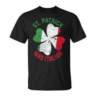 St Pattys Day Italian Heritage Clover Italian Flag T-Shirt - Monsterry