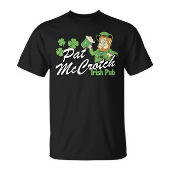 St Patty's Day Pat Mccrotch Irish Pub Lucky Clover T-Shirt | Mazezy