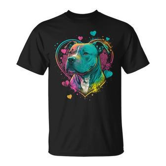 Staffie Dog Heart Valentines Day Heart Stafford Bull Terrier T-Shirt - Thegiftio UK