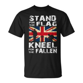 Stand For The Flag Kneel For The Fallen British Army Veteran T-Shirt - Thegiftio UK
