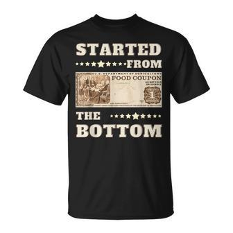 Started From Bottom Food Stamp Coupon Stars T-Shirt - Seseable