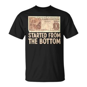 Started At Bottom Coupon Food Stamp 80S 90S T-Shirt - Seseable