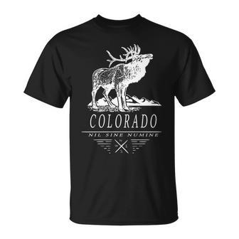 State Of Colorado Souvenir Elk Mountains T-Shirt | Mazezy