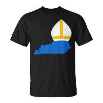State Of Kentucky With Pope Hat T-Shirt - Seseable
