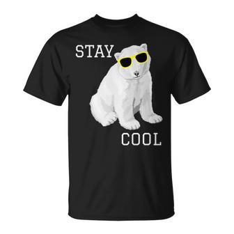 Stay Cool Cute Baby Polar Bear Cub With Sunglasses T-Shirt - Monsterry