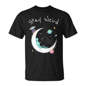 Stay Weird Alien Moon Outer Space T-Shirt - Monsterry DE