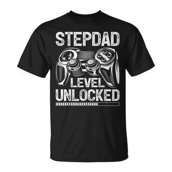 Stepdad Level Unlocked Video Gamer Father's Day T-Shirt - Monsterry
