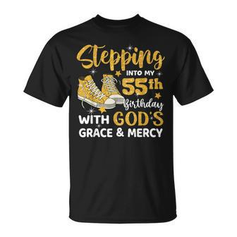 Stepping Into My 55Th Birthday With God's Grace Mercy T-Shirt - Seseable