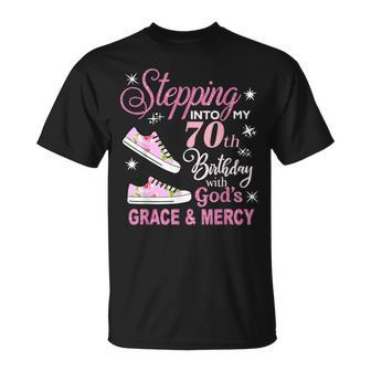 Stepping Into My 70Th Birthday With God's Grace & Mercy T-Shirt - Monsterry AU