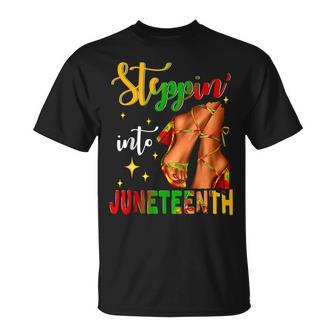 Stepping Into Junenth Like My Ancestors Black Girls T-Shirt - Monsterry DE