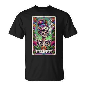 The Stoner Retro Style 420 Cannabis Weed Skeleton Tarot Card T-Shirt | Mazezy UK
