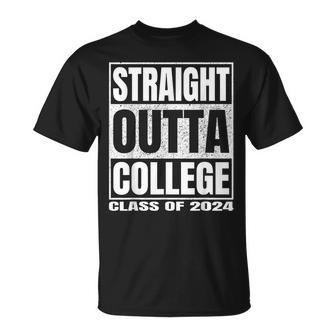 Straight Outta College Class Of 2024 College Graduation Idea T-Shirt - Thegiftio UK