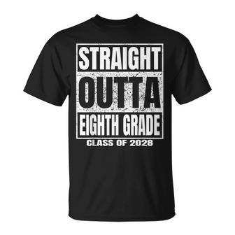 Straight Outta Eighth Grade Graduation Class 2028 8Th Grade T-Shirt - Monsterry