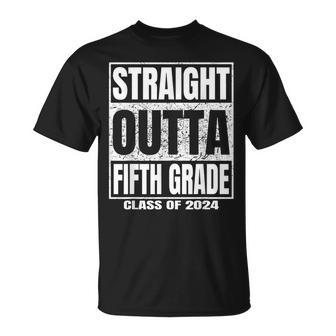 Straight Outta Fifth Grade Graduation Class 2024 5Th Grade T-Shirt - Monsterry UK