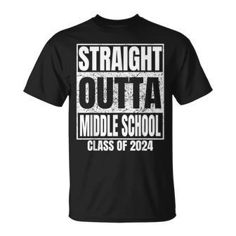 Straight Outta Middle School Class 2024 Graduation T-Shirt - Seseable