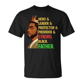 Strong Black Father Hero Leader Afro African Father's Day T-Shirt - Seseable