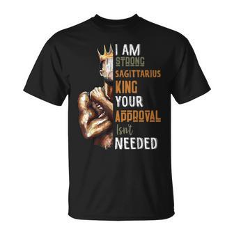 I Am Strong Sagittarius King In Crown Zodiac Horoscope T-Shirt - Monsterry