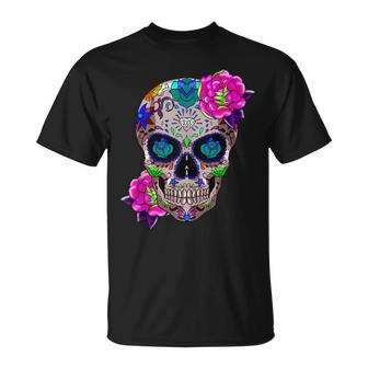 Sugar Skull Day Of The Dead Cool Bone Head Skulls Idea T-Shirt - Monsterry