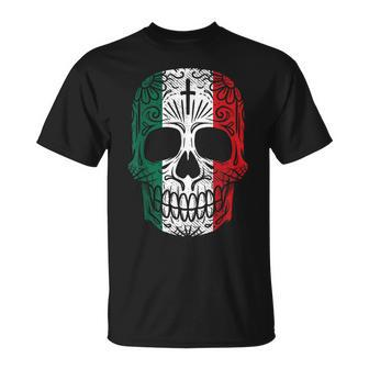 Sugar Skull Mexican Flag Cinco De Mayo Dia De Los Muertos T-Shirt - Monsterry UK