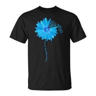 Sunflower Human Trafficking Awareness Blue Ribbon T-Shirt | Mazezy