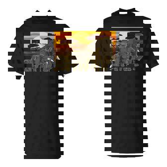 Sunset Elephant Family Africa Animal Safari Elephant T-Shirt - Thegiftio