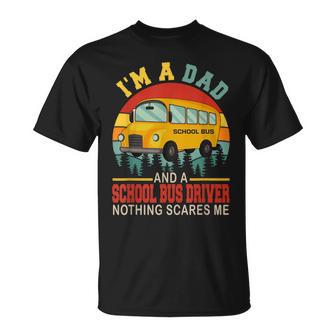 Sunset Retro I'm A Dad And A School Bus Driver Father's Day T-Shirt - Thegiftio UK
