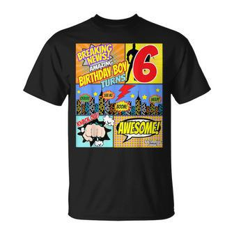 Superhero Birthday Boys 6 Amazing Awesome Super T-Shirt - Monsterry UK