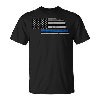 Support Law Enforcement Nebraska Police Officer Blue T-Shirt - Monsterry DE