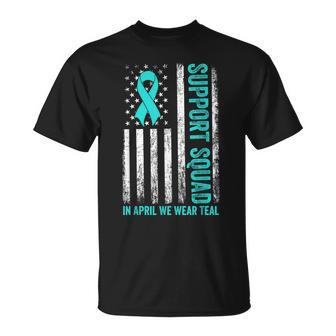 Support Squad American Flag Sexual Assault Awareness Month T-Shirt - Monsterry